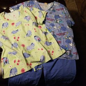 DISNEY, PEANUTS SCRUB TOPS AND KOI PANTS